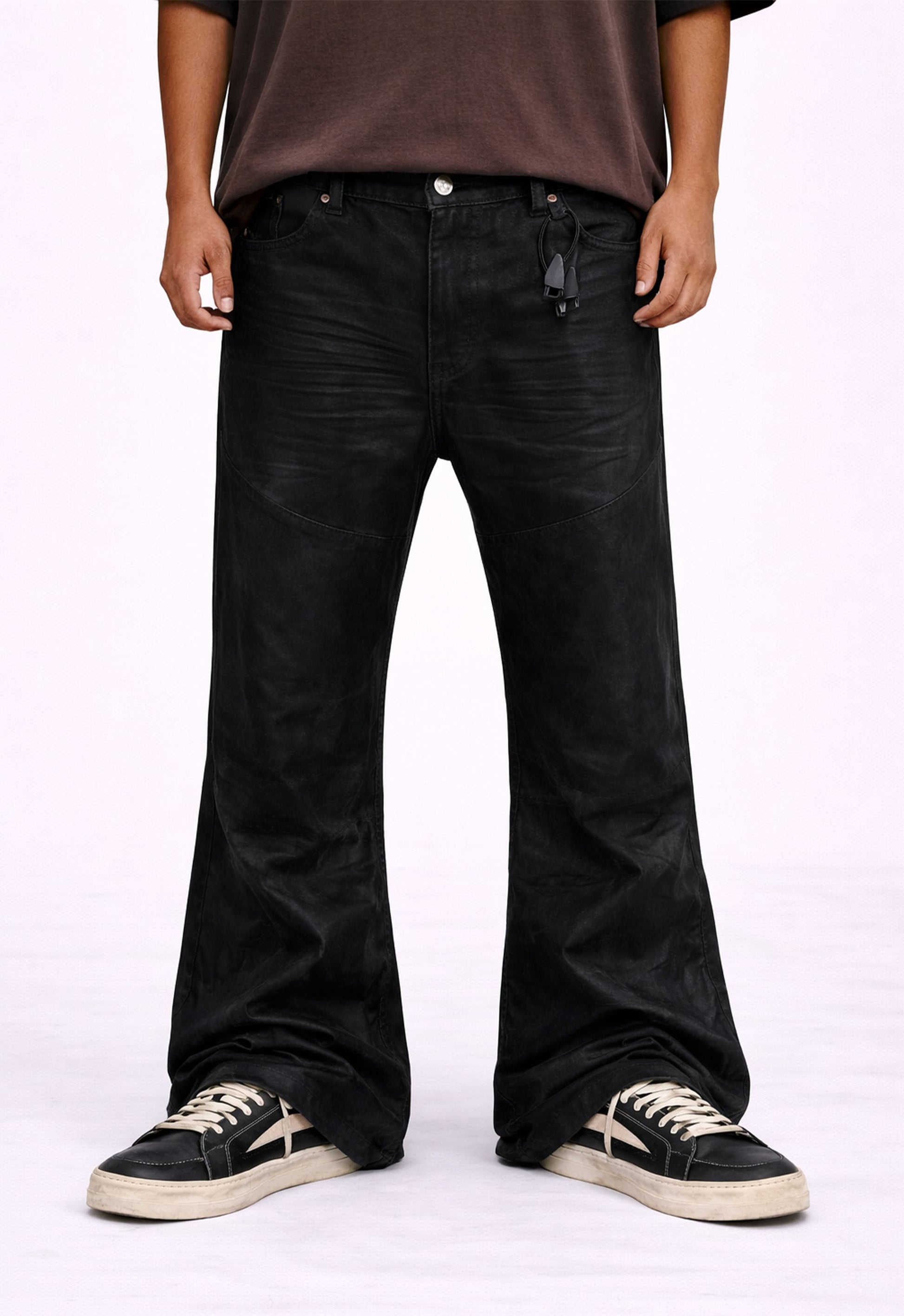 DOUBLE KNEE FLARE DENIM denim | STREETWEAR APPAREL | UNDEVELOPED