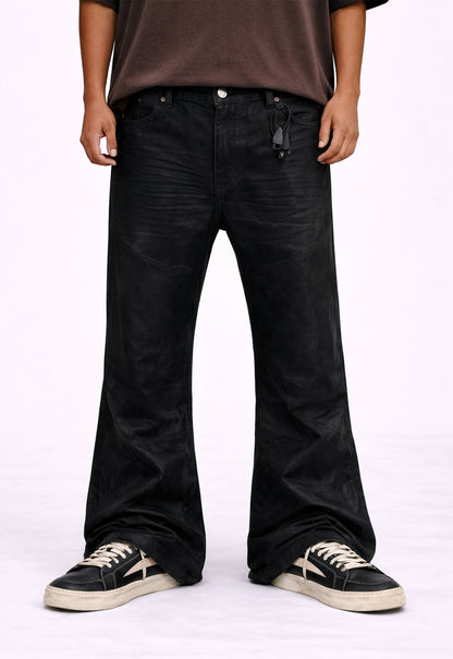 DOUBLE KNEE FLARE DENIM denim | STREETWEAR APPAREL | UNDEVELOPED