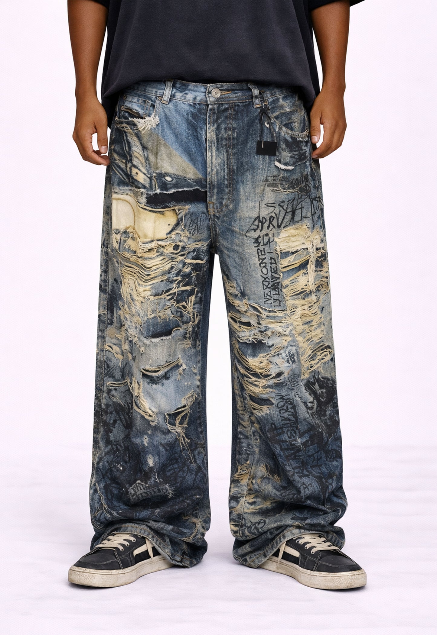 WIDEBOY DISTRESSED GRAFFITI DENIM denim | STREETWEAR APPAREL | UNDEVELOPED