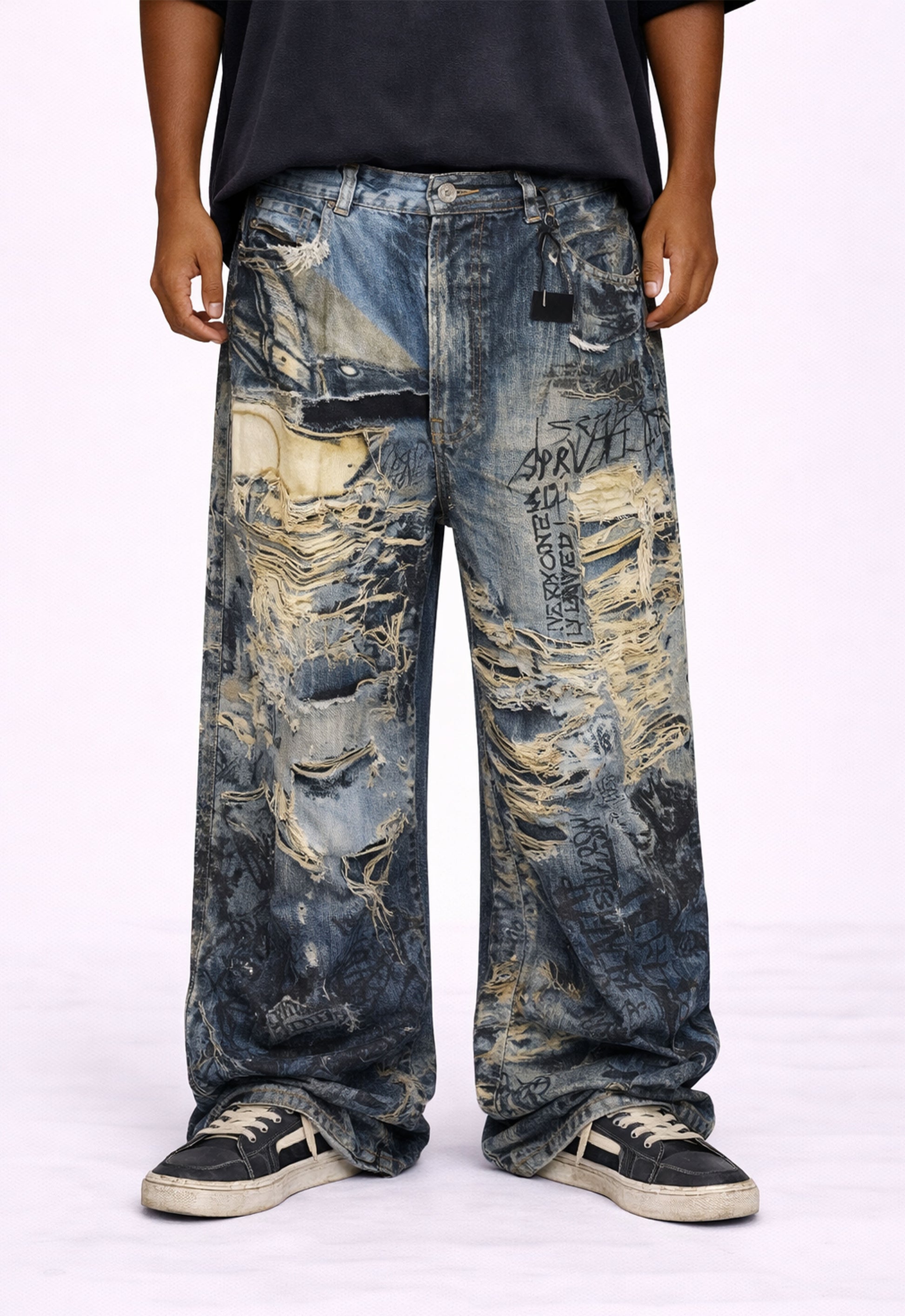 WIDEBOY DISTRESSED GRAFFITI DENIM denim | STREETWEAR APPAREL | UNDEVELOPED