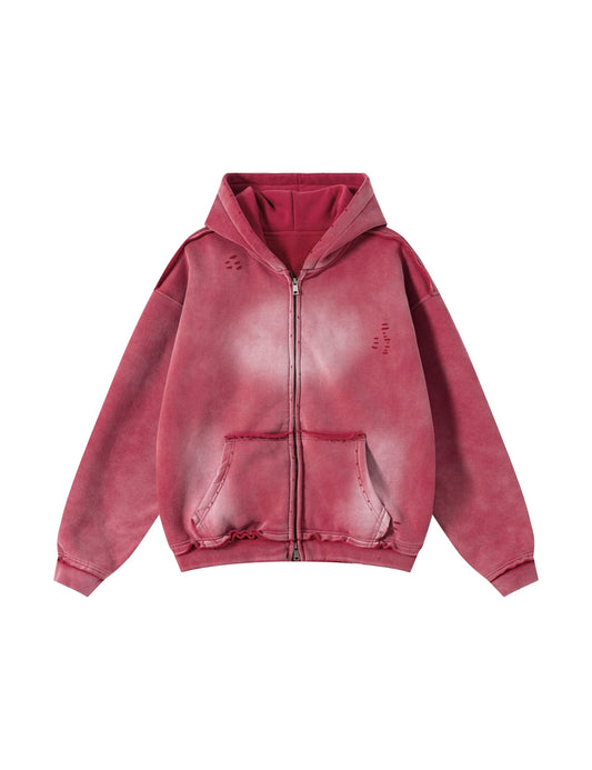 ROSE DISTRESSED ZIP-UP HOODIE Hoodies | STREETWEAR APPAREL | UNDEVELOPED