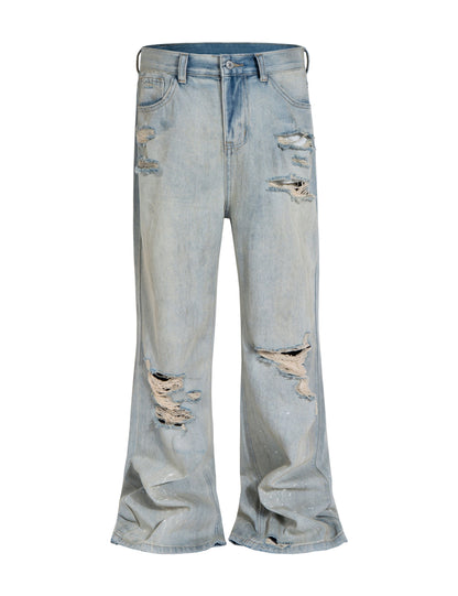 STONE DESTRUCTION FLARE DENIM Denim | STREETWEAR APPAREL | UNDEVELOPED