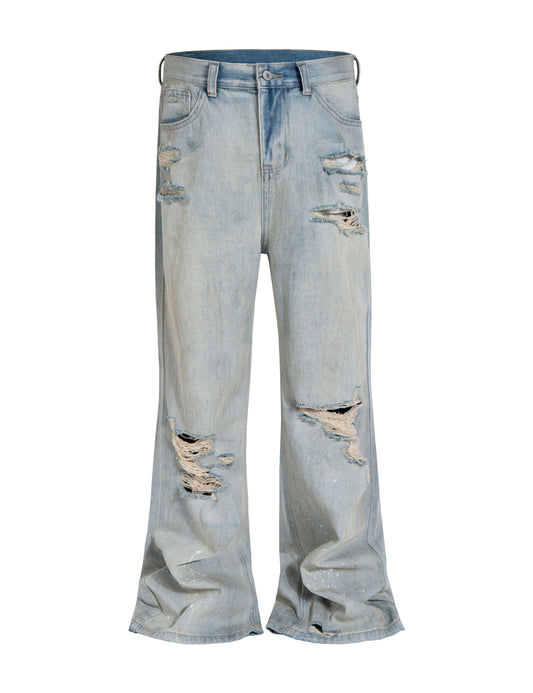 STONE DESTRUCTION FLARE DENIM Denim | STREETWEAR APPAREL | UNDEVELOPED