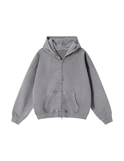 STONE VINTAGE WASH ZIP-UP HOODIE Hoodies | STREETWEAR APPAREL | UNDEVELOPED