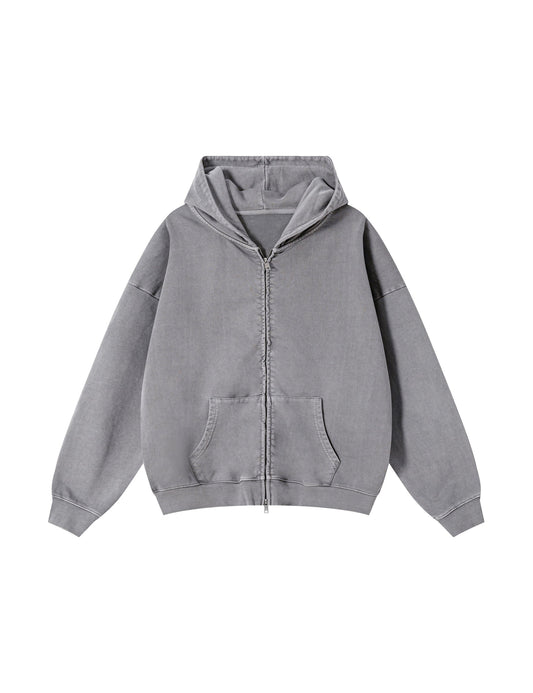 STONE VINTAGE WASH ZIP-UP HOODIE Hoodies | STREETWEAR APPAREL | UNDEVELOPED
