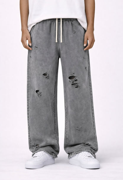 CHARCOAL DESTROYED SWEATPANTS sweatpants | STREETWEAR APPAREL | UNDEVELOPED