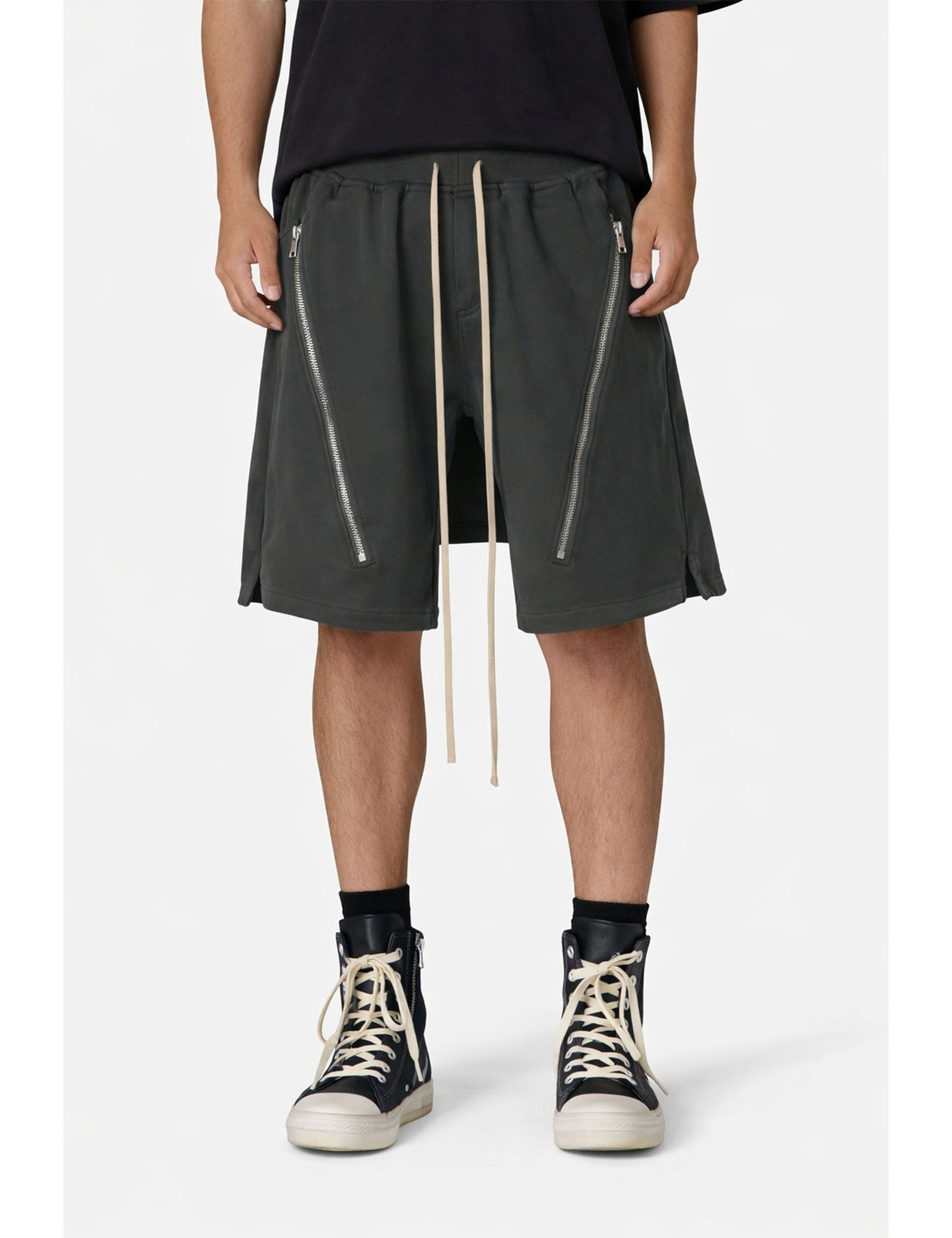 GREY ZIP DRAWSTRING CARGO SHORTS Cargo Shorts | STREETWEAR APPAREL | UNDEVELOPED