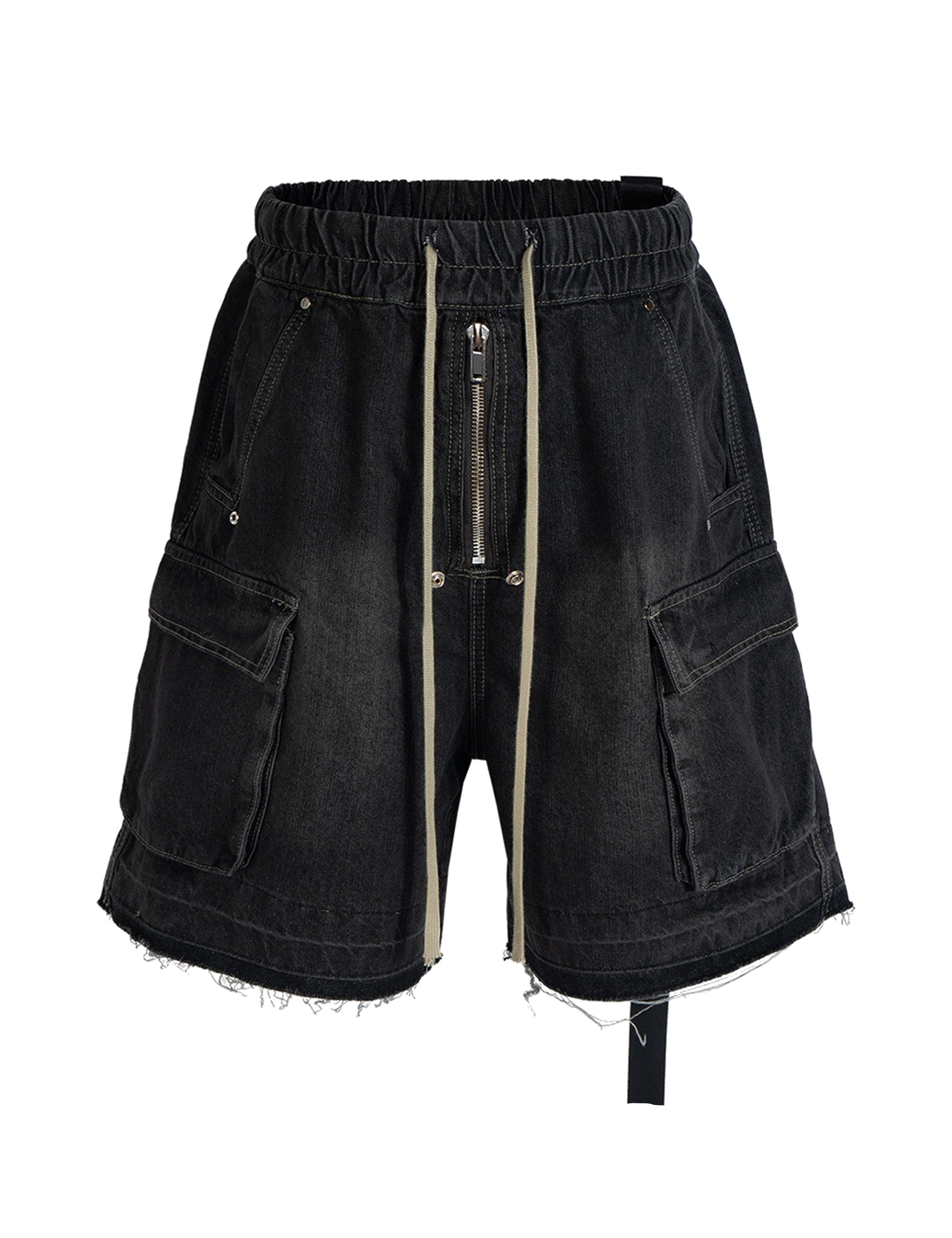 NOIR DRAWSTRING DENIM CARGO Denim Shorts | STREETWEAR APPAREL | UNDEVELOPED